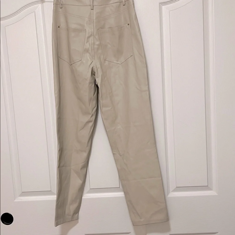 NWOT - Zara Cream Faux Leather Pants
